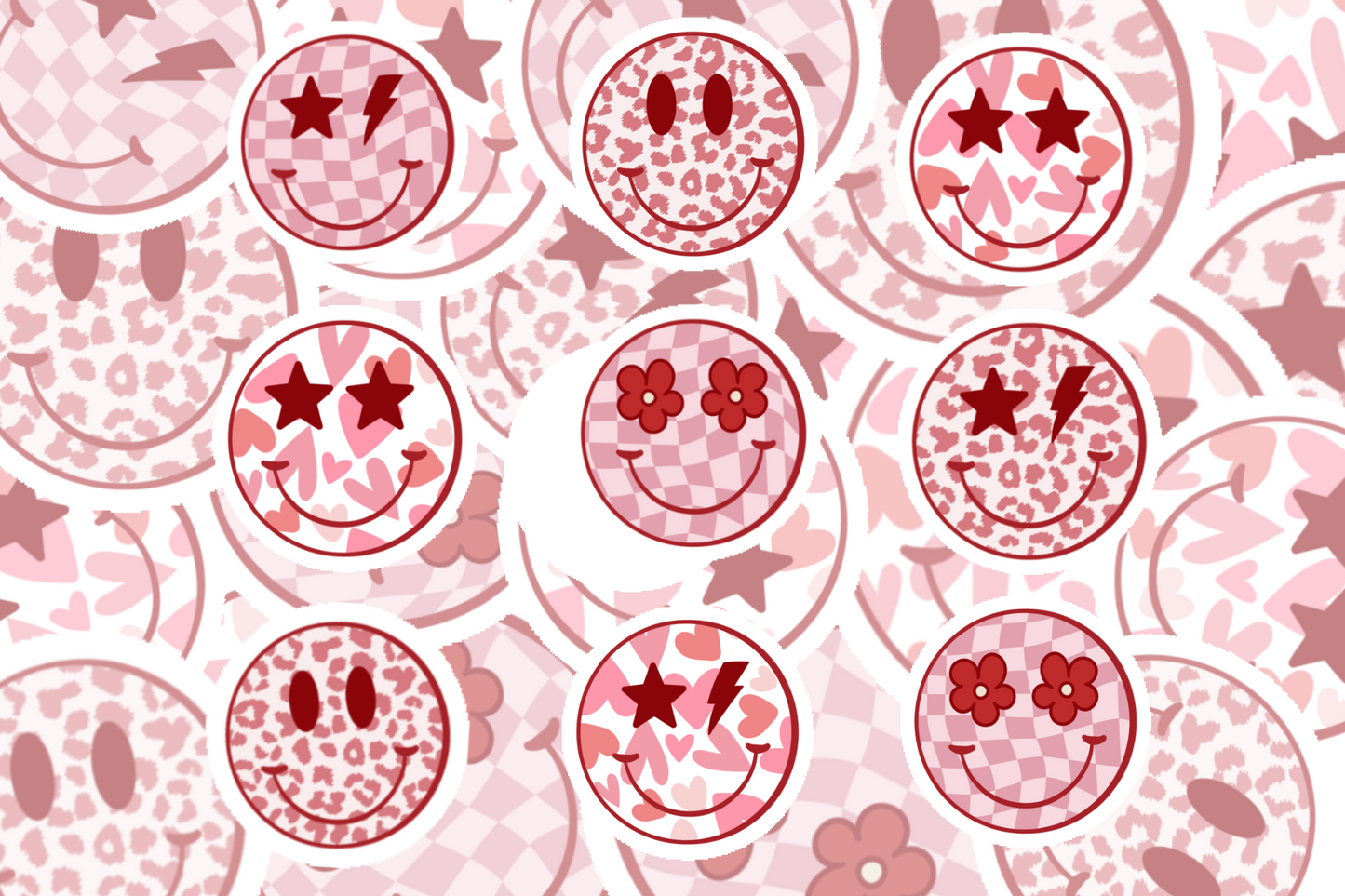 Smiley Sticker Bundle – Pink & White Positive Vibes Stickers