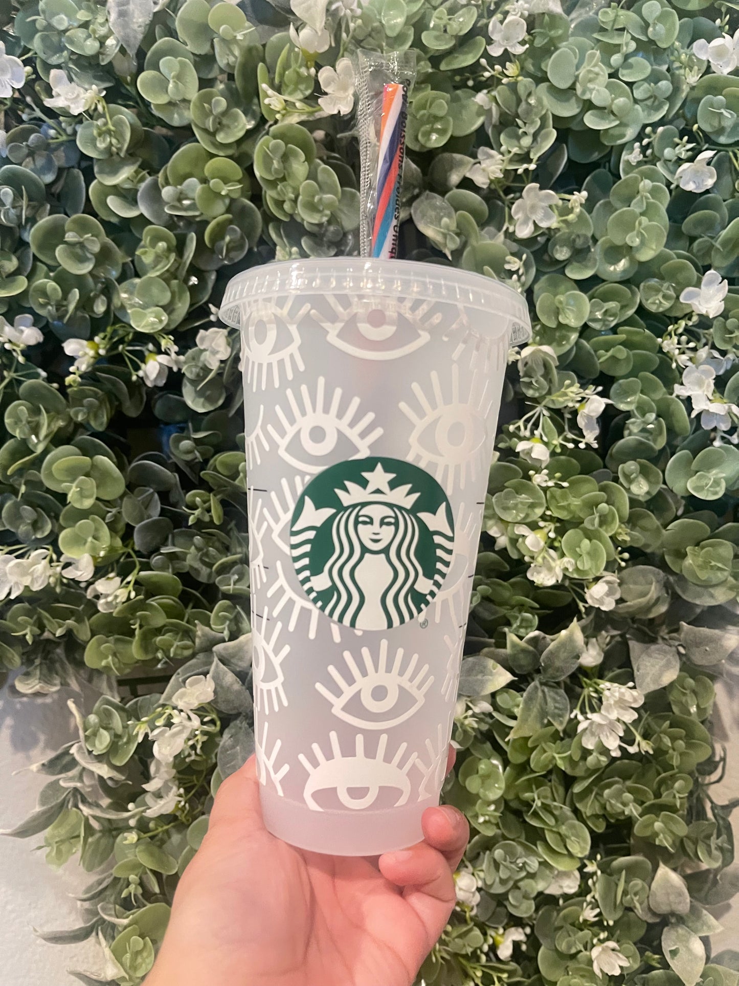 Abstract Eyes Cold Cup β Bold 24 oz Tumbler with Straw & Lid