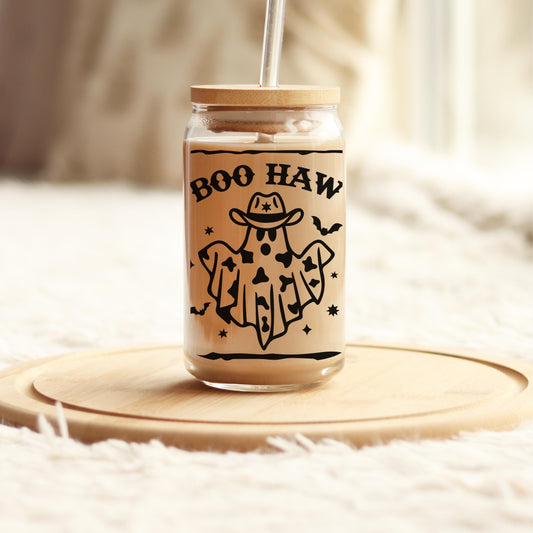 Boo Haw Halloween Glass Cup