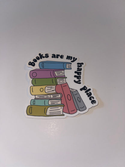 Books are my Happy Place Sticker – 3 inch Waterproof Sticker Paper