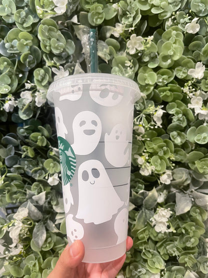 Ghost Cold Cup – Spooky Cute Tumbler with Lid & Straw (24 oz)