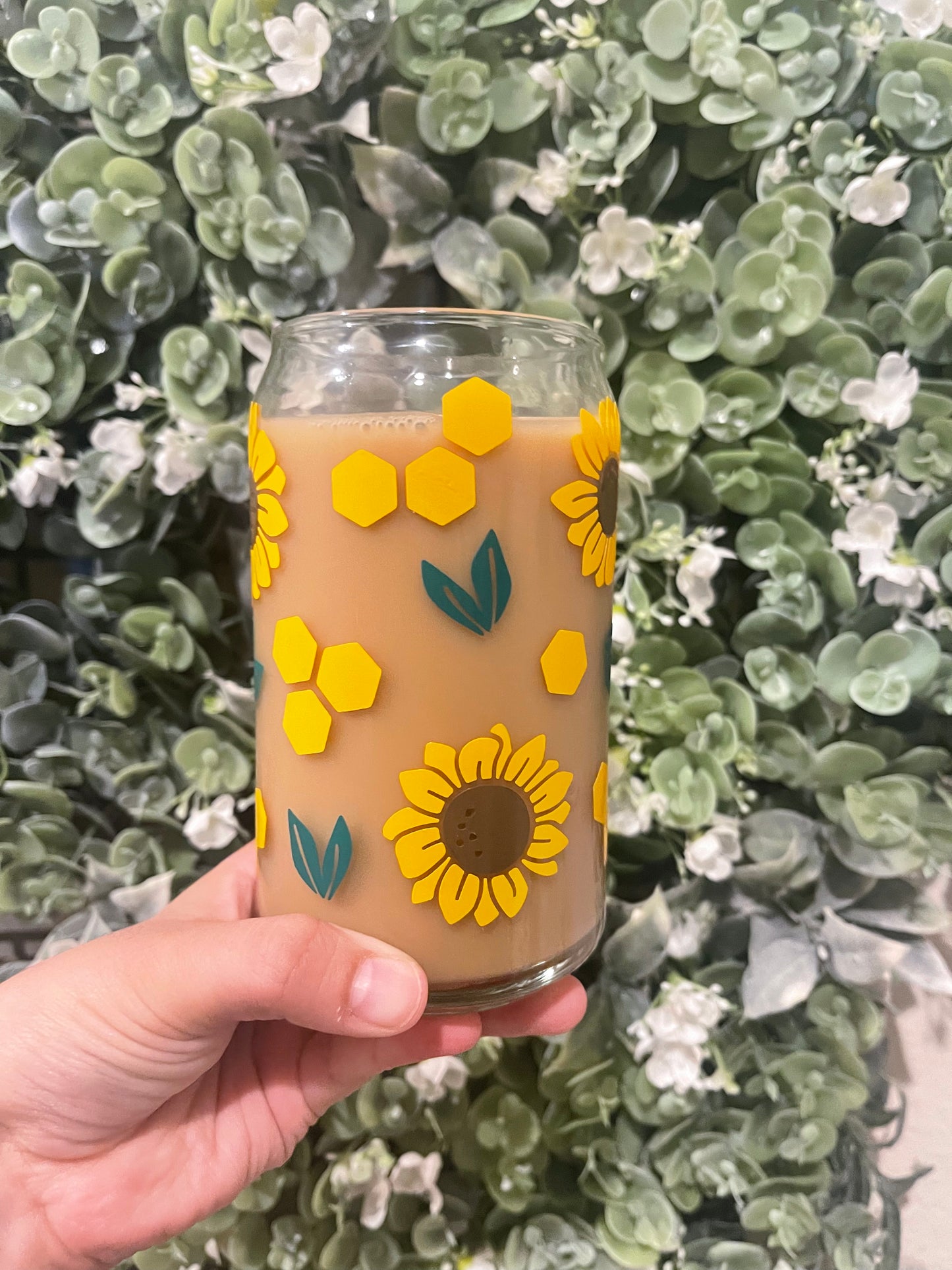 Honey Sunflower Glass Cup