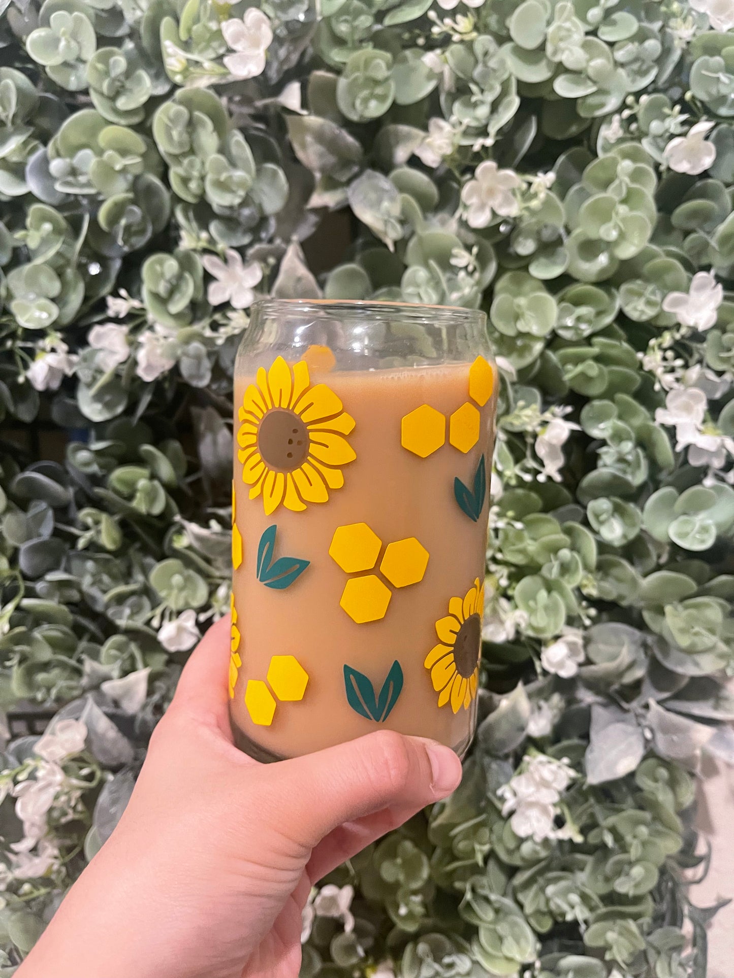 Honey Sunflower Glass Cup