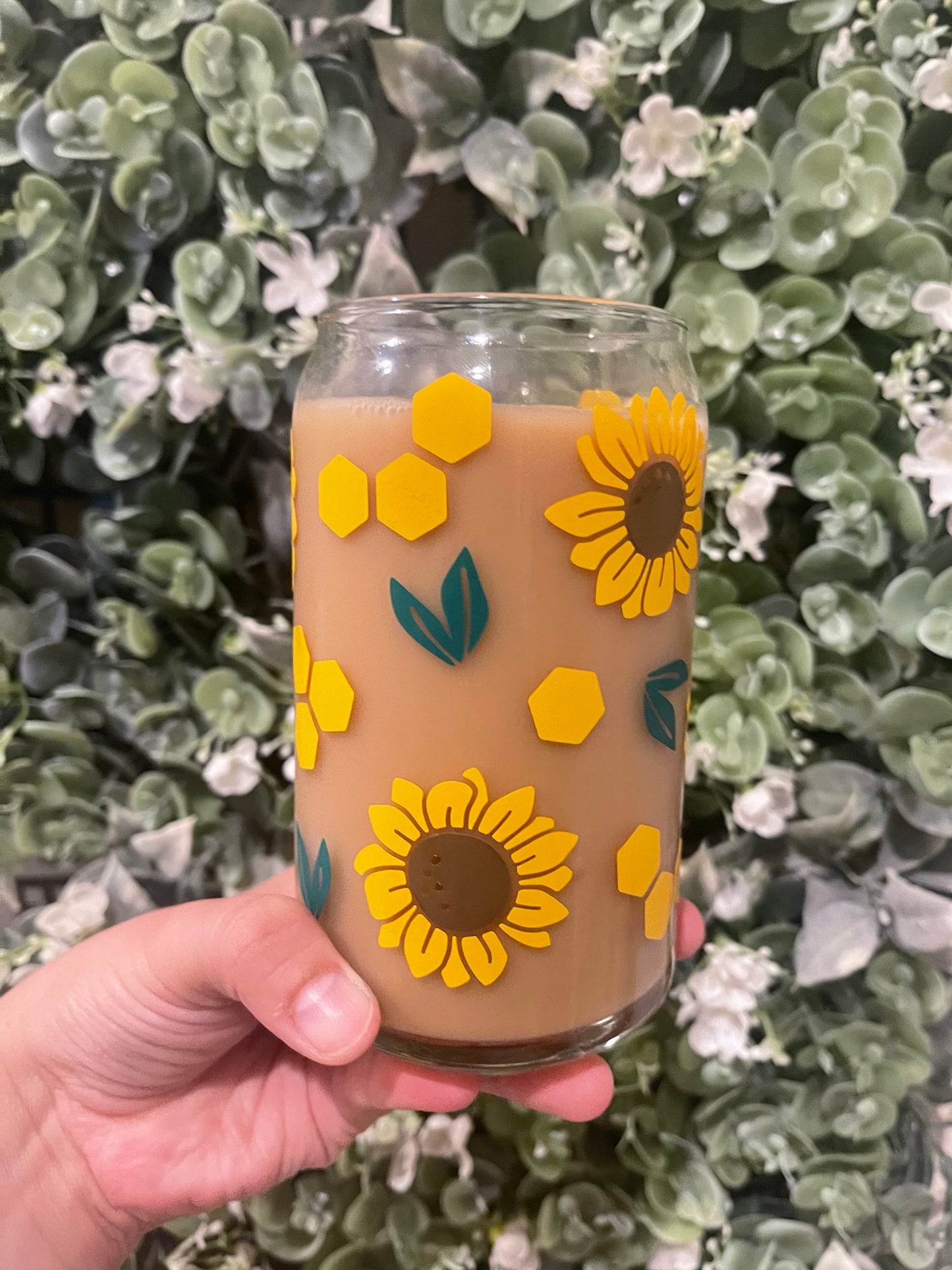 Honey Sunflower Glass Cup