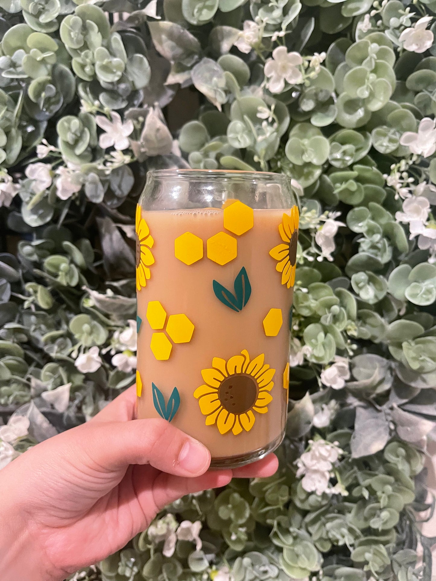 Honey Sunflower Glass Cup