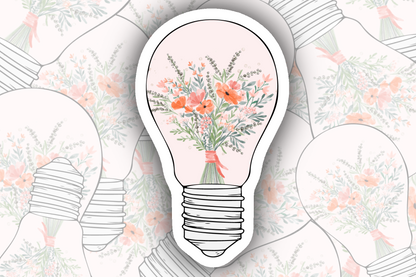 Floral Lightbulb Aesthetic Sticker – 3" Weatherproof Vinyl