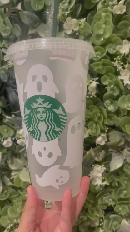 Ghost Cold Cup – Spooky Cute Tumbler with Lid & Straw (24 oz)